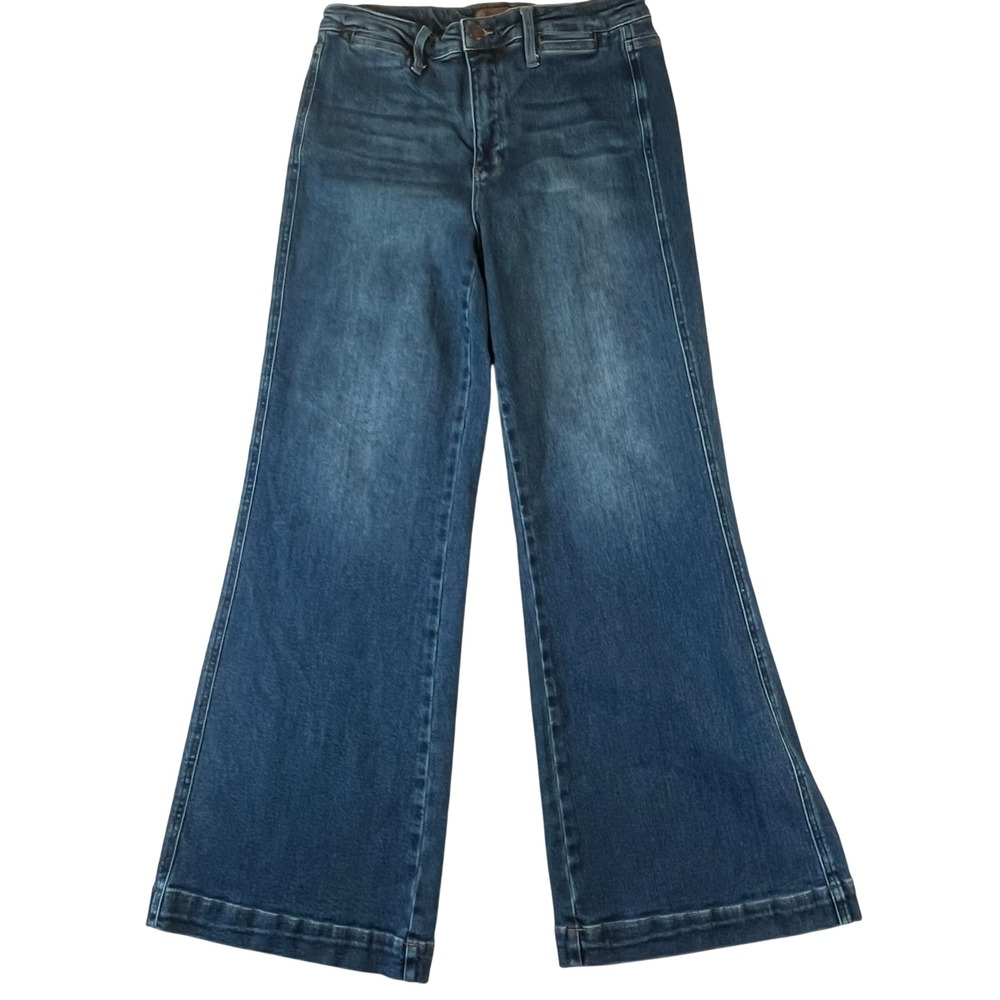 Judy Blue High Rise Wide Leg Jeans 13/31 Dark Wash Stretch 31" Inseam Flare